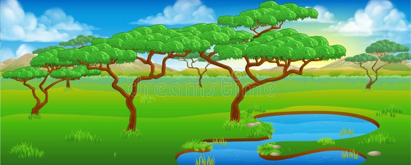 Safari African Savannah Scene Landscape royaltyfri illustrationer Safari African Savannah Scene Landscape royaltyfri illustrationer