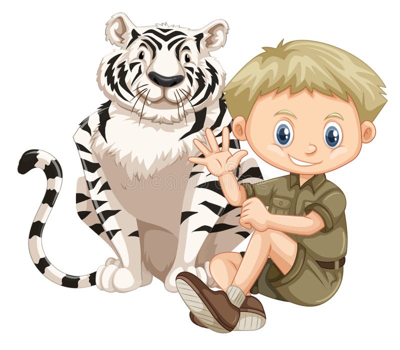 A Safari Boy and Tiger stock vector. Illustration of character - 117532534 A Safari Boy and Tiger stock vector. Illustration of character - 117532534