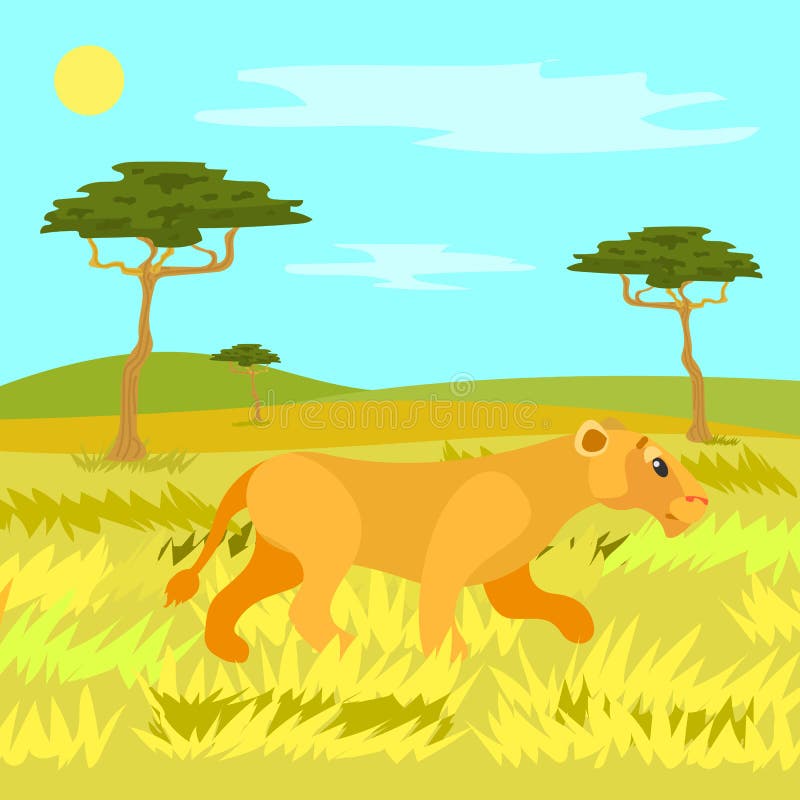 Safari de jungle, nature sauvage et lionne animale illustration libre de droits Safari de jungle, nature sauvage et lionne animale illustration libre de droits