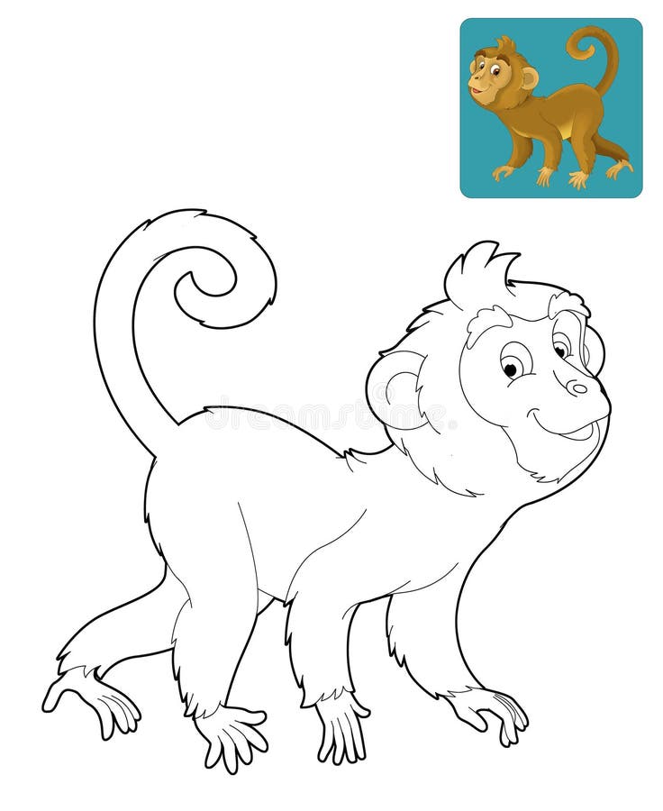 Safari del fumetto - pagina di coloritura per i bambini illustrazione vettoriale Safari del fumetto - pagina di coloritura per i bambini illustrazione vettoriale