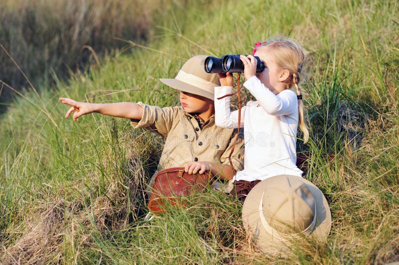 Safari kids stock images