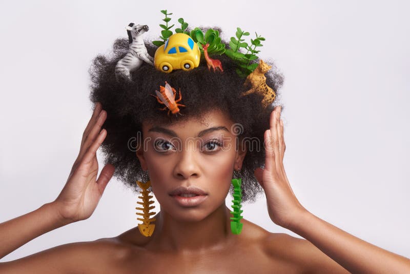 Fashion Looking Ethnic Lady with Odd Hairstyle Stock Photo - Image of  accessories, expressive: 138302446