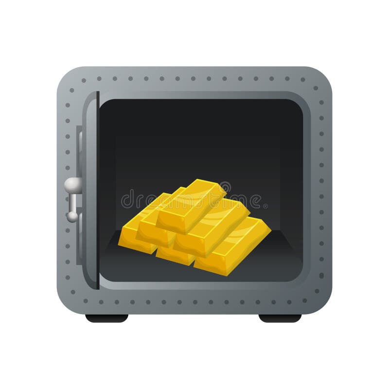 Safe box with gold bullion stock vector. Illustration of bank 142743228