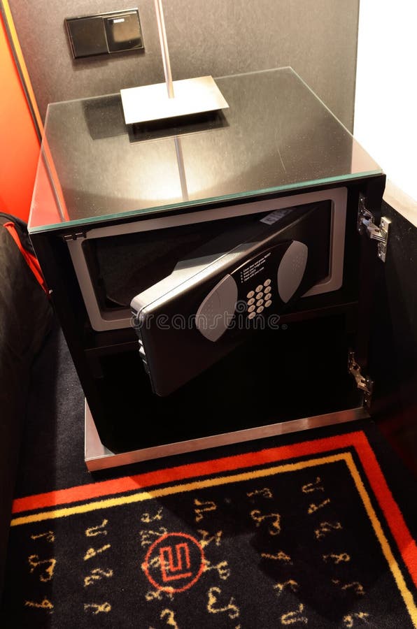 Safe box inside hotel room stock image. Image of rest 31178073