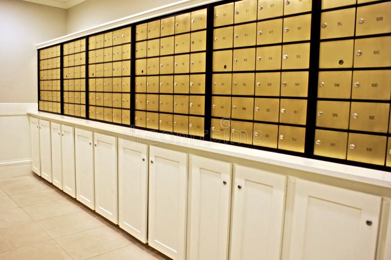 Safe deposit boxes stock image. Image of boxes, golden 5265603