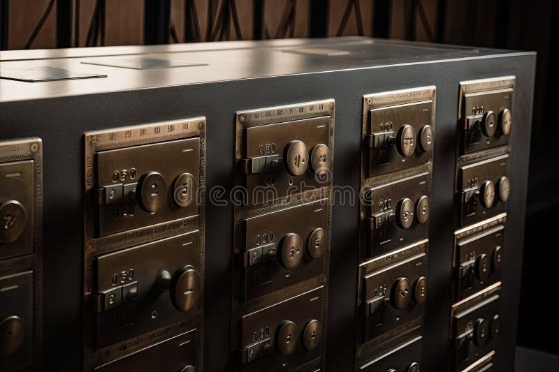 Safe Deposit Box, with the Key in the Lock, Symbolizing Security and Privacy Stock Image Image