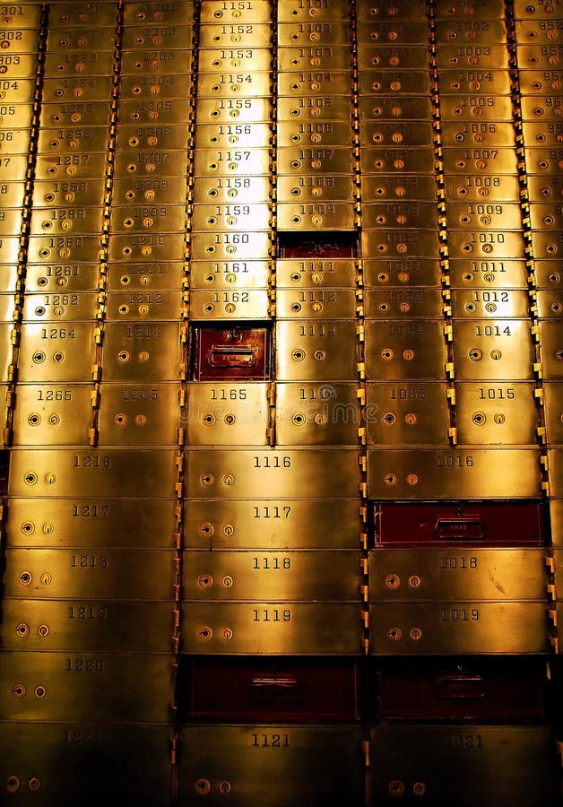 Safe deposit boxes stock image. Image of boxes, golden 5265603