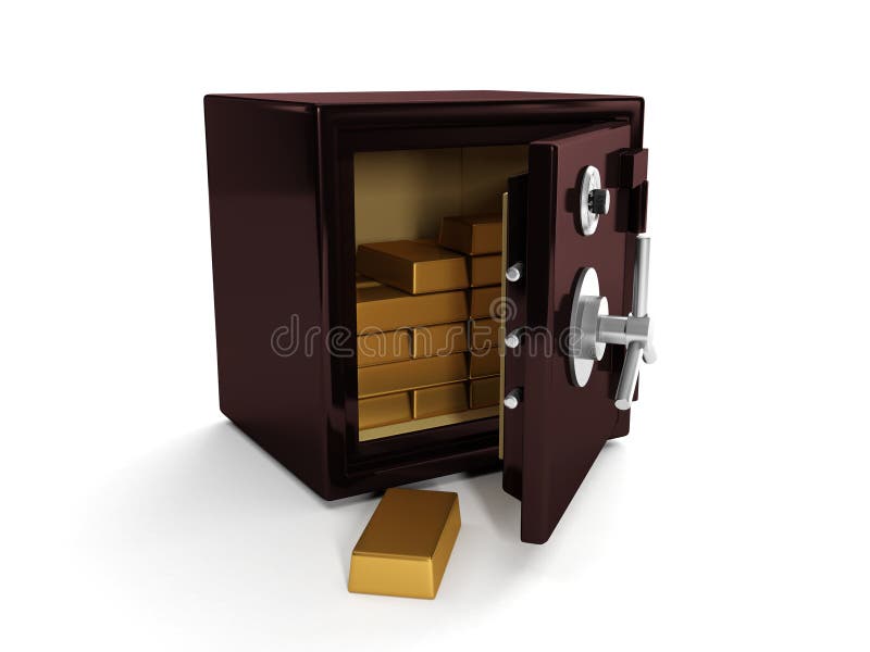 Safe and gold bullion stock illustration. Illustration of measuring
