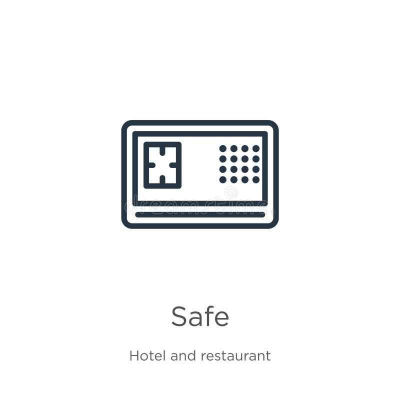Safe Icon. Thin Linear Safe Outline Icon Isolated on White Background from Hotel Collection