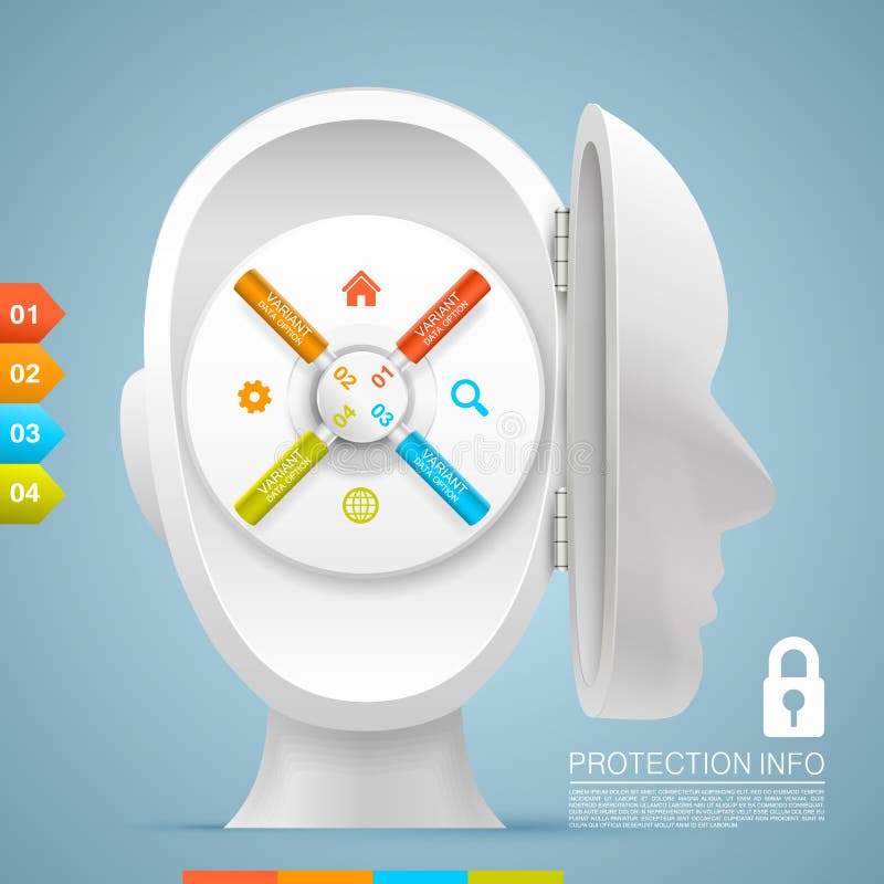 Safe Inside the Open Head. Vector Illustration Stock Vector