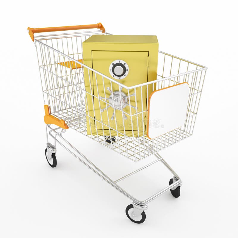 Safe money in shopping cart stock illustration