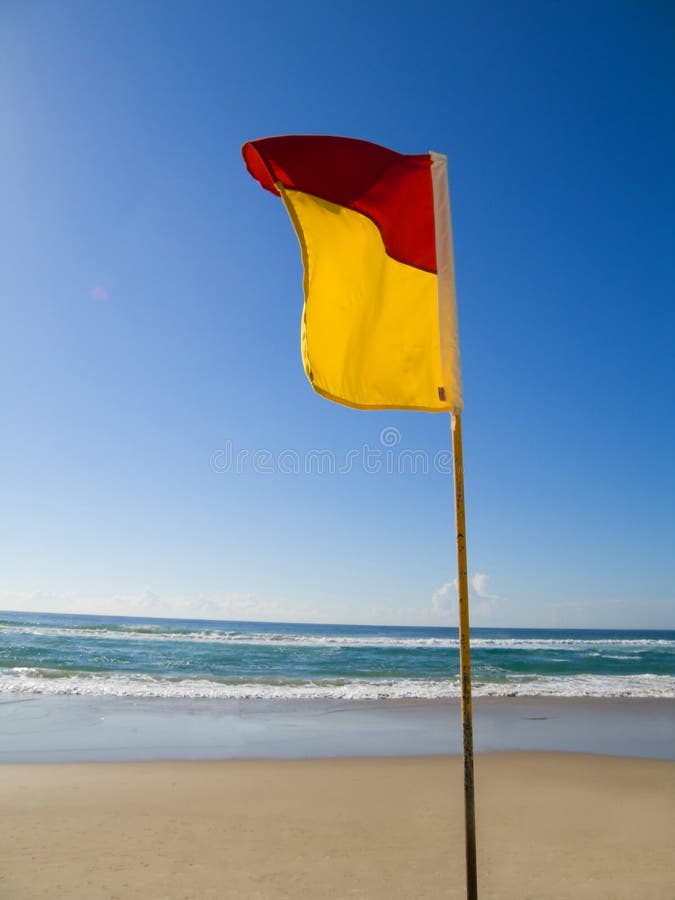 Safe Swimming Area Flag Gold Coast Queensland Aust Editorial Image Image of sunshine, surf