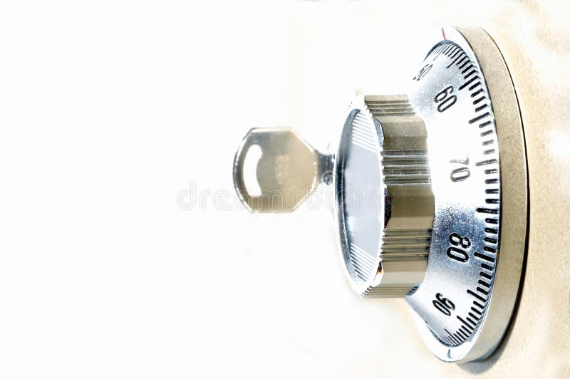 Safe Tumbler Lock with Key stock image. Image of vault 291031