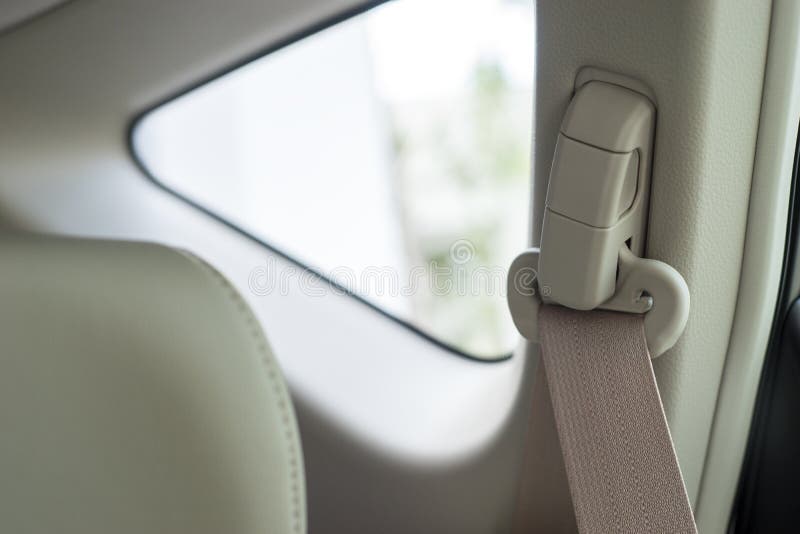 Safety belt on white car stock photo. Image of transportation 57163016