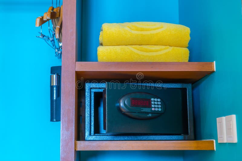 Safety Box with Electronic Lock in Interior Modern of the Bathroom