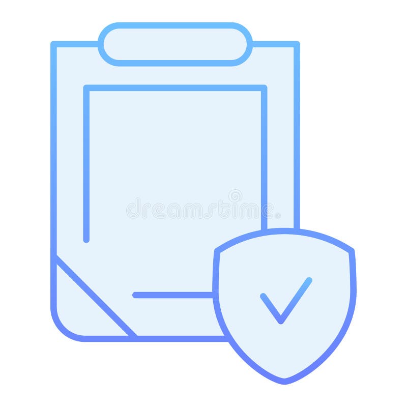 Safety document flat icon. Clipboard with shield blue icons in trendy flat style. Insurance policy gradient style design stock illustration Safety document flat icon. Clipboard with shield blue icons in trendy flat style. Insurance policy gradient style design stock illustration