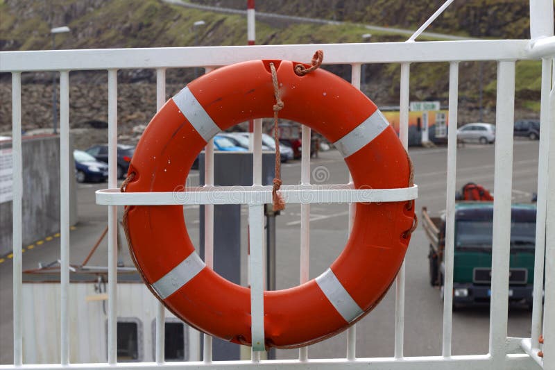 Safety Equipment on a Boat in the Faroe Islands Stock Photo Image of