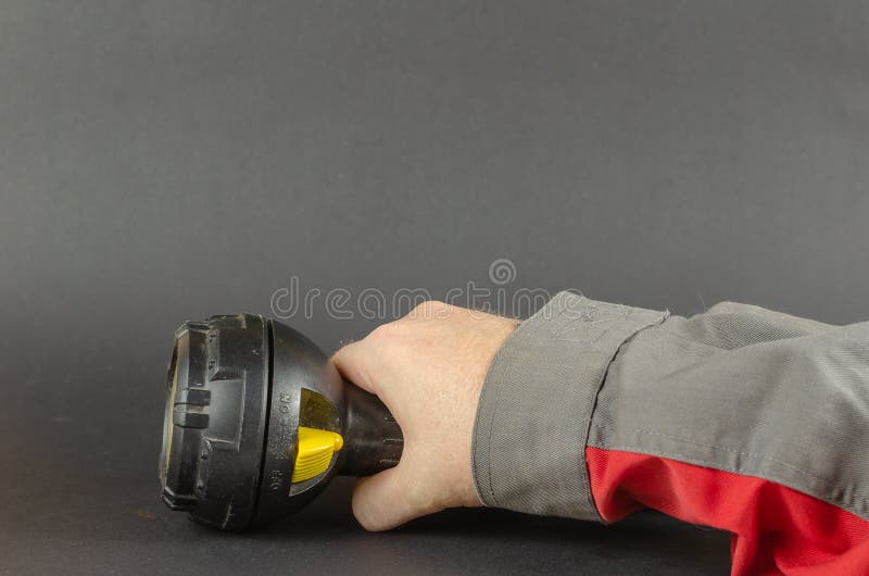 Safety First is a Concept. a Man in Workwear is Holding a Hand F Stock