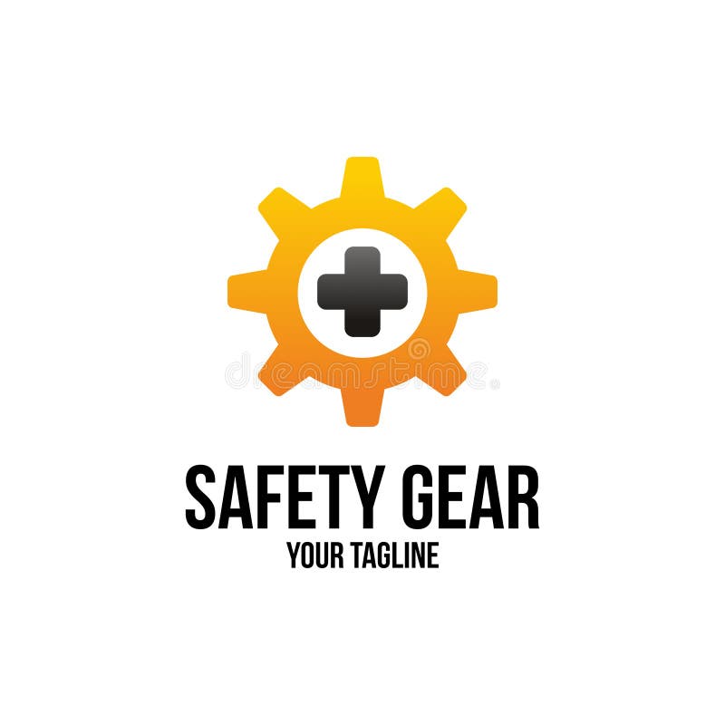 Safety Gear Icon, Cogwheel Safe Logo Icon, Safety First Icon Stock