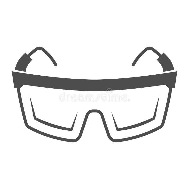 Safety Glasses Solid Icon, Safety Engineering Concept, Protective Goggles Sign on White