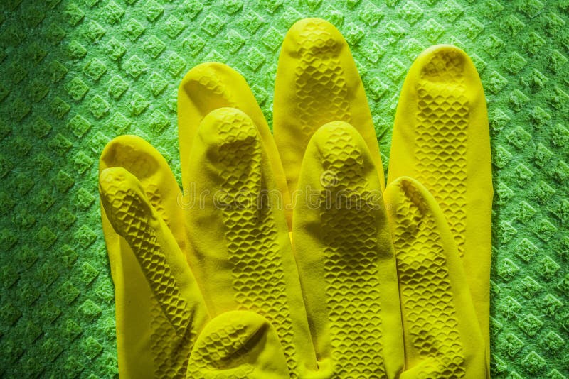 Safety Gloves on Cleaning Washcloth Stock Photo Image of gloves
