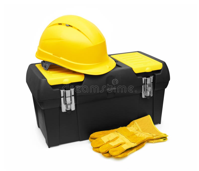 Safety Helmet, Gloves, and Toolbox Stock Image Image of safety