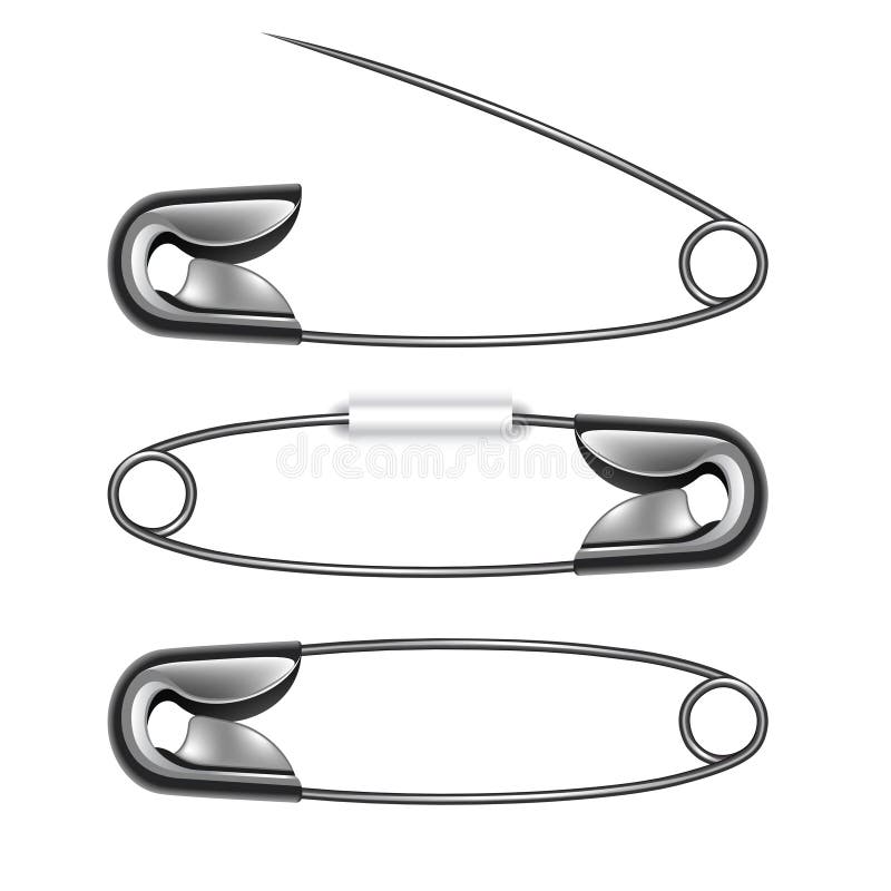 Illustration of Two safety pins over white background
