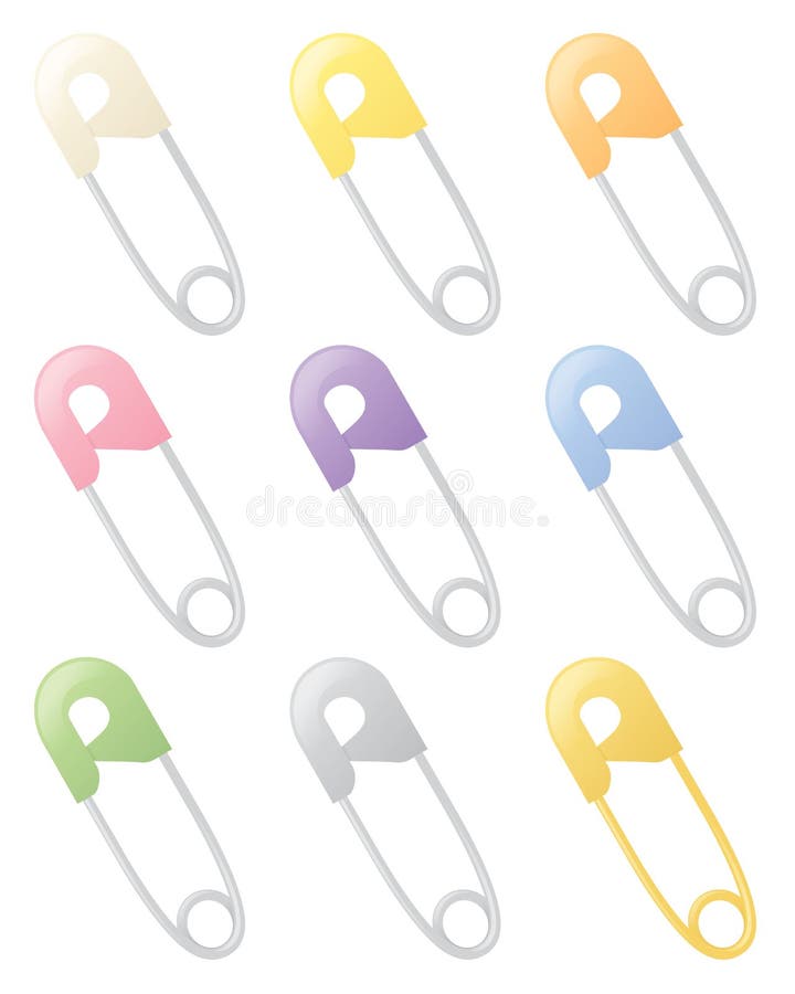 Colored Safety Pins Stock Illustration - Download Image Now