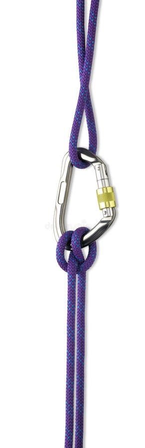 Safety rope and Karabiner with clipping path royalty free stock image
