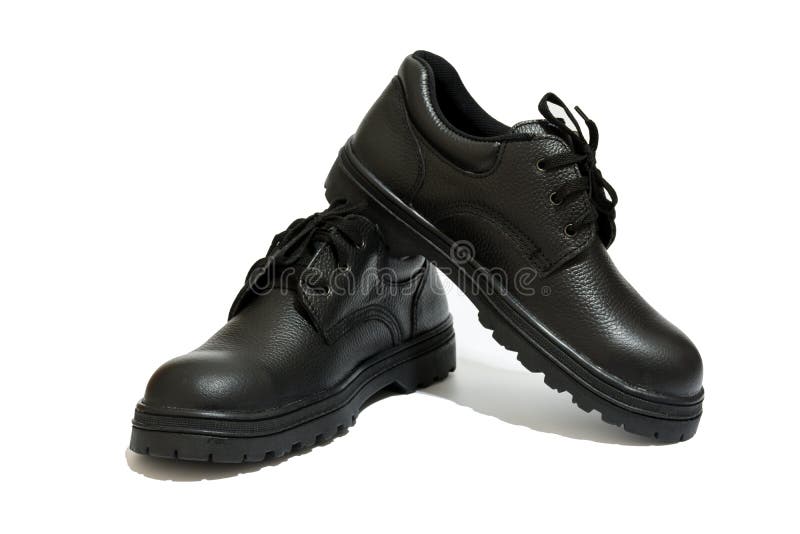 Safety Shoe Black on White Background Stock Image Image of shoe, foot