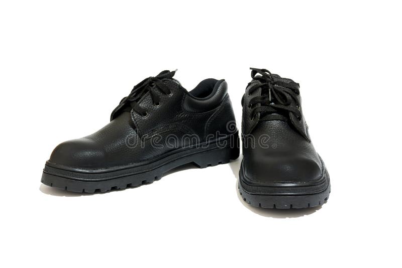 Safety Shoe Black on White Background Stock Image Image of pair, shoe