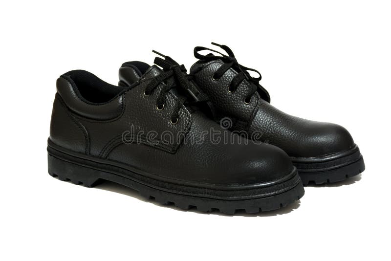 Safety Shoe Black on White Background Stock Image - Image of lace ...