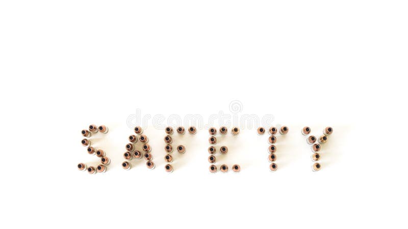 Safety spelled out with bullets isolated on white