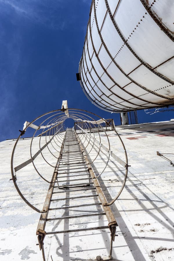 Safety stairs on an old silo stock photography