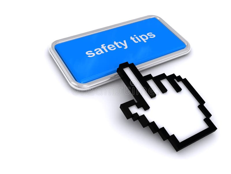 Safety tips button on white