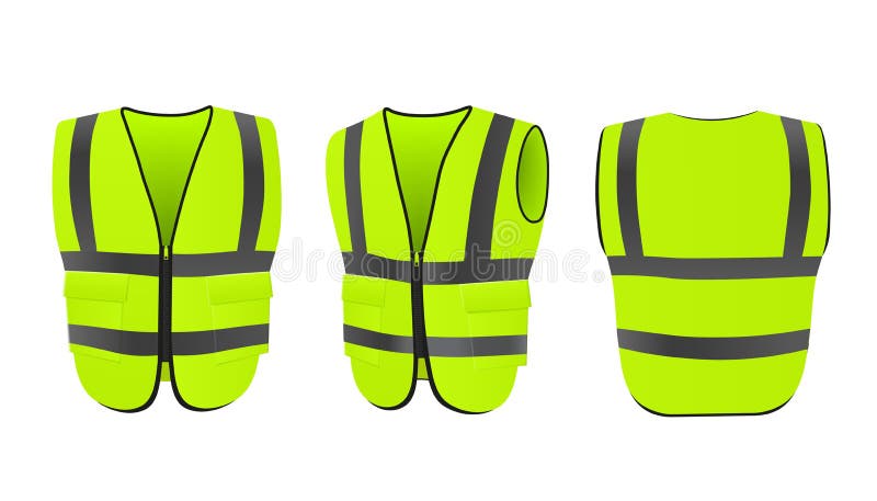 Safety Vest Front, Back with Visible Fluorescent Reflective Elements ...