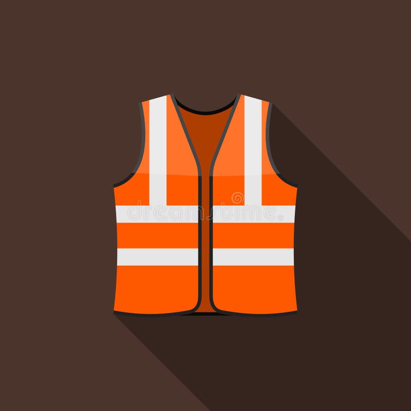 Safety Vests Icon on Brown Background with Long Shadow. Safety Clothing