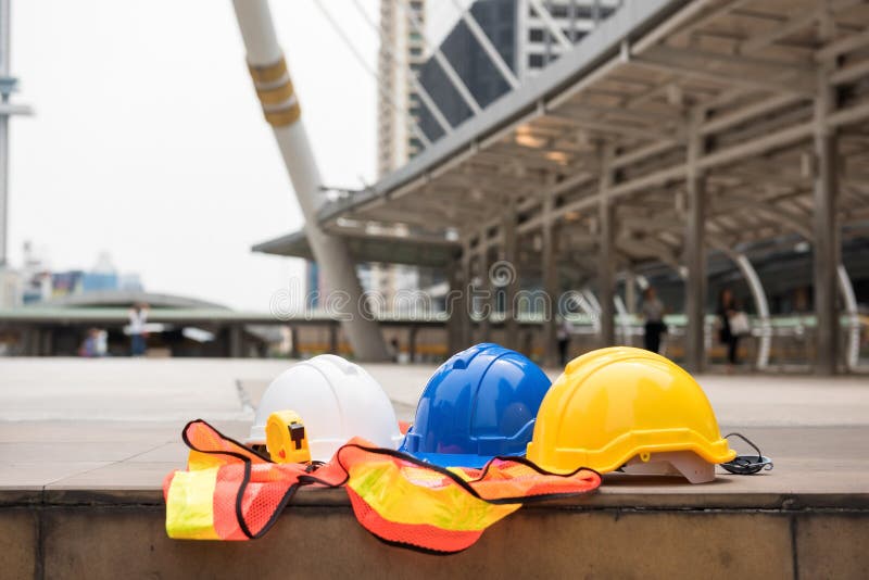 Engineer safety equipment at site stock photos Engineer safety equipment at site stock photos