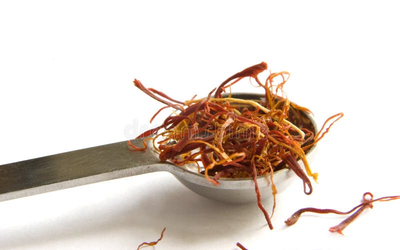Saffron in the kitchen stock image. Image of spoon, dried 6297395