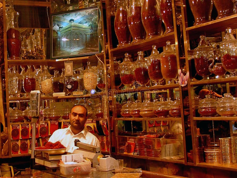 Saffron shop, Mashad editorial stock image. Image of pots 18497779