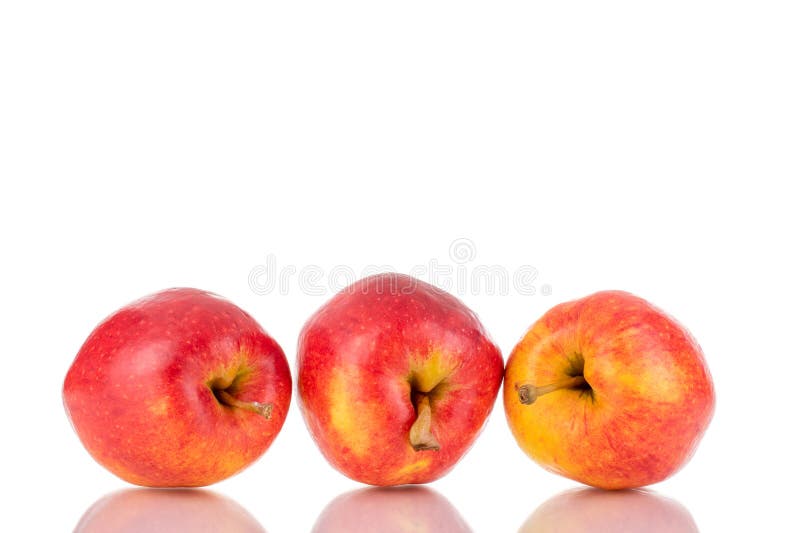 Saftige, süße Äpfel, makro isoliert auf weißem Hintergrund oben oder schwarz Hintergrund. stockfotografie