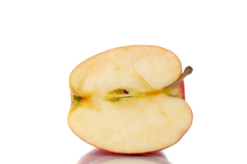 Saftige, süße Äpfel, makro isoliert auf weißem Hintergrund oben oder schwarz Hintergrund. stockfotografie