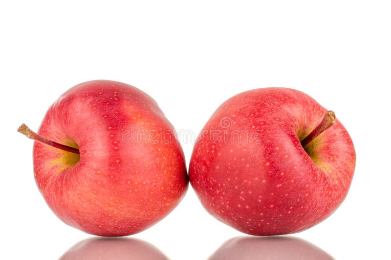 Saftige, süße Äpfel, makro isoliert auf weißem Hintergrund oben oder schwarz Hintergrund. stockbild