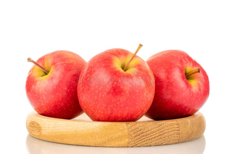 Saftige, süße Äpfel, makro isoliert auf weißem Hintergrund oben oder schwarz Hintergrund. stockbild