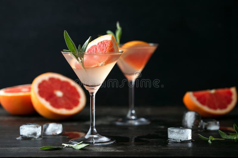Sage and Pink Grapefruit Gimlet, Front View Stock Photo Image of cold, dramatic 160524672