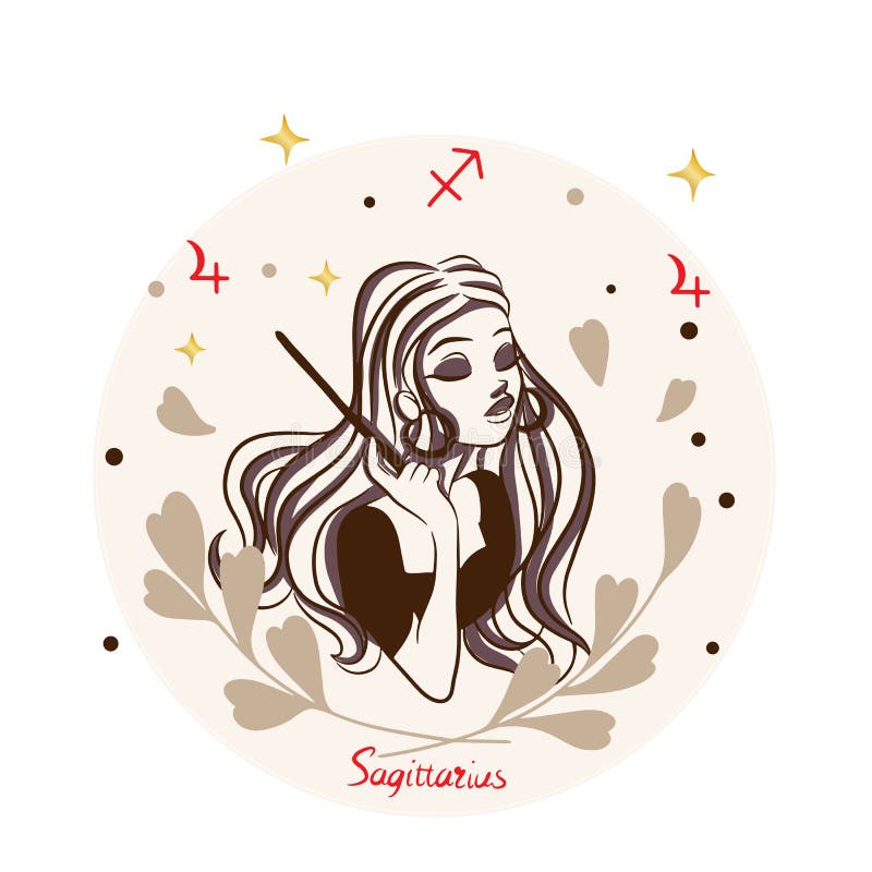 Sagittarius Girl with Magic Wand, Cartoon Style, Zodiac Sign ...