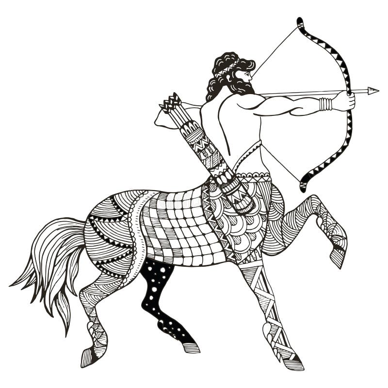 Sagittarius zodiac sign vector illustration, zentangle stylized, freehand pencil, hand drawn, pattern, horoscope sign, the archer. vector illustration Sagittarius zodiac sign vector illustration, zentangle stylized, freehand pencil, hand drawn, pattern, horoscope sign, the archer. vector illustration
