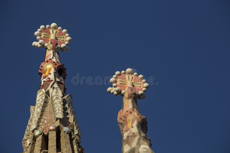 Sagrada famila towers ornaments stock images Sagrada famila towers ornaments stock images