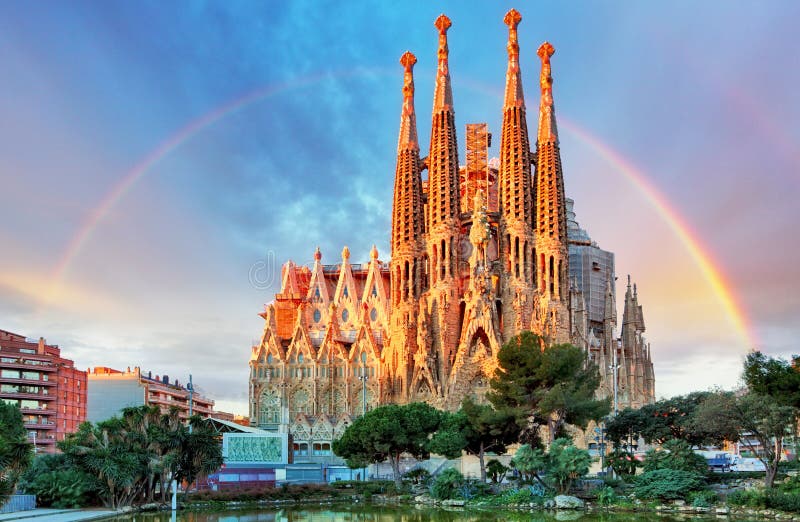 Sagrada Familia, em Barcelona, Espanha foto de stock Sagrada Familia, em Barcelona, Espanha foto de stock