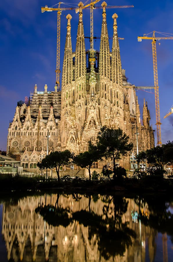 Sagrada Familia at night, Barcelona, Spain